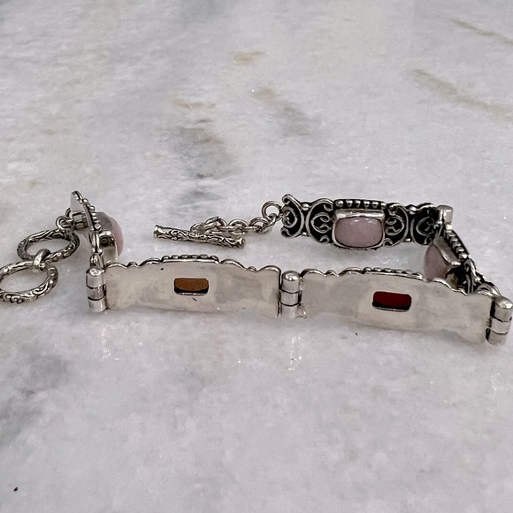 Peruvian Pink Opal Sterling Silver Toggle Clasp Bracelet - Picture 13 of 13